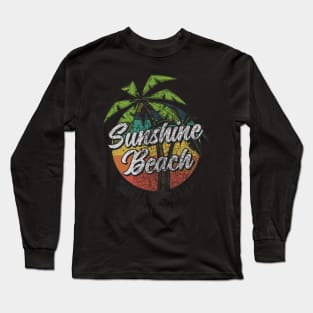 Santa Barbara California Beach summer palm tree surfing distressed grunge Long Sleeve T-Shirt